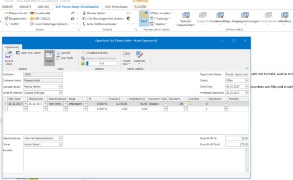 Boyum Customer Relation Management für Outlook Opportunity