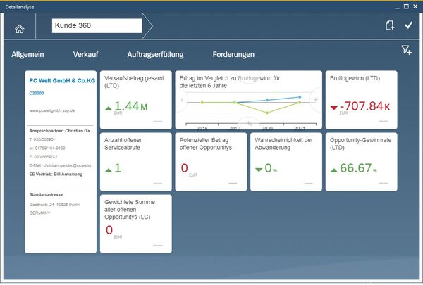 Kundendetailanalyse CRM von SAP Business One