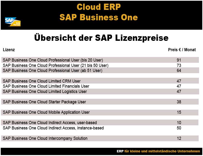 Überblick über die Cloud-ERP Preise