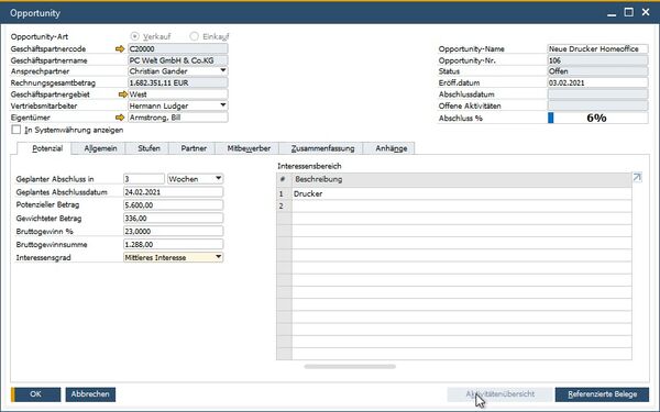 SAP Business One Opportunity Management